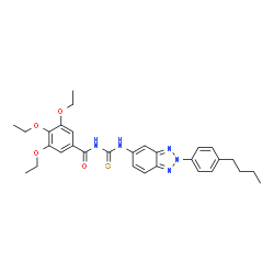 ChemSpider 2D Image | N-{[2-(4-Butylphenyl)-2H-benzotriazol-5-yl]carbamothioyl}-3,4,5-triethoxybenzamide | C30H35N5O4S