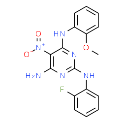 ChemSpider 2D Image | N~2~-(2-Fluorophenyl)-N~4~-(2-methoxyphenyl)-5-nitro-2,4,6-pyrimidinetriamine | C17H15FN6O3