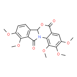 ChemSpider 2D Image | 1,2,3,9,10-Pentamethoxy-5H-isoindolo[2,1-a][3,1]benzoxazine-5,11(6aH)-dione | C20H19NO8