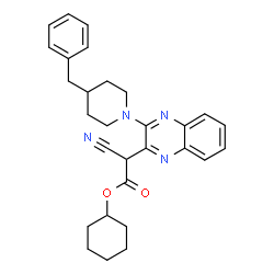 ChemSpider 2D Image | Cyclohexyl [3-(4-benzyl-1-piperidinyl)-2-quinoxalinyl](cyano)acetate | C29H32N4O2