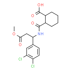 ChemSpider 2D Image | 2-{[1-(3,4-Dichlorophenyl)-3-methoxy-3-oxopropyl]carbamoyl}cyclohexanecarboxylic acid | C18H21Cl2NO5