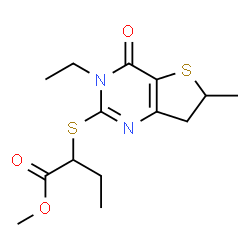 ChemSpider 2D Image | Methyl 2-[(3-ethyl-6-methyl-4-oxo-3,4,6,7-tetrahydrothieno[3,2-d]pyrimidin-2-yl)sulfanyl]butanoate | C14H20N2O3S2