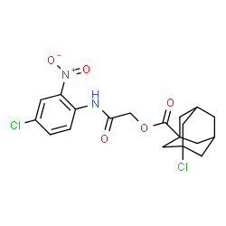 ChemSpider 2D Image | 2-[(4-Chloro-2-nitrophenyl)amino]-2-oxoethyl 3-chloro-1-adamantanecarboxylate | C19H20Cl2N2O5