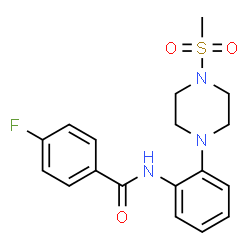ChemSpider 2D Image | 4-Fluoro-N-{2-[4-(methylsulfonyl)-1-piperazinyl]phenyl}benzamide | C18H20FN3O3S