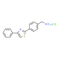 ChemSpider 2D Image | 1-[4-(4-Phenyl-1,3-thiazol-2-yl)phenyl]methanamine hydrochloride (1:1) | C16H15ClN2S