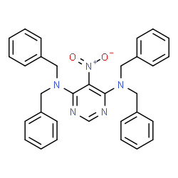 ChemSpider 2D Image | N,N,N',N'-Tetrabenzyl-5-nitro-4,6-pyrimidinediamine | C32H29N5O2