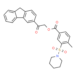 ChemSpider 2D Image | 2-(9H-Fluoren-3-yl)-2-oxoethyl 4-methyl-3-(1-piperidinylsulfonyl)benzoate | C28H27NO5S