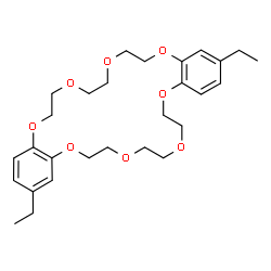 ChemSpider 2D Image | 2,16-Diethyl-6,7,9,10,12,13,20,21,23,24,26,27-dodecahydrodibenzo[b,n][1,4,7,10,13,16,19,22]octaoxacyclotetracosine | C28H40O8