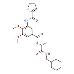 ChemSpider 2D Image | 1-[(Cyclohexylmethyl)amino]-1-oxo-2-propanyl 3-(2-furoylamino)-4,5-dimethoxybenzoate | C24H30N2O7