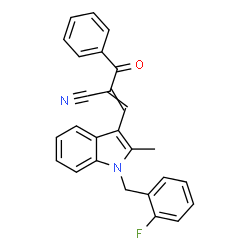 ChemSpider 2D Image | 2-Benzoyl-3-[1-(2-fluorobenzyl)-2-methyl-1H-indol-3-yl]acrylonitrile | C26H19FN2O