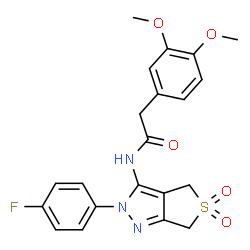 ChemSpider 2D Image | 2-(3,4-Dimethoxyphenyl)-N-[2-(4-fluorophenyl)-5,5-dioxido-2,6-dihydro-4H-thieno[3,4-c]pyrazol-3-yl]acetamide | C21H20FN3O5S