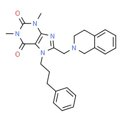 ChemSpider 2D Image | 8-(3,4-Dihydro-2(1H)-isoquinolinylmethyl)-1,3-dimethyl-7-(3-phenylpropyl)-3,7-dihydro-1H-purine-2,6-dione | C26H29N5O2
