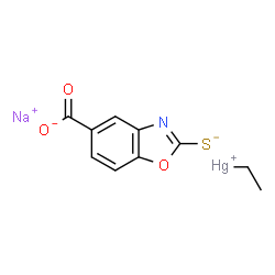 ChemSpider 2D Image | Ethylmercury(1+) sodium 2-sulfido-1,3-benzoxazole-5-carboxylate (1:1:1) | C10H8HgNNaO3S