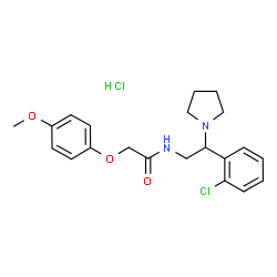 ChemSpider 2D Image | N-[2-(2-Chlorophenyl)-2-(1-pyrrolidinyl)ethyl]-2-(4-methoxyphenoxy)acetamide hydrochloride (1:1) | C21H26Cl2N2O3
