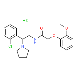 ChemSpider 2D Image | N-[2-(2-Chlorophenyl)-2-(1-pyrrolidinyl)ethyl]-2-(2-methoxyphenoxy)acetamide hydrochloride (1:1) | C21H26Cl2N2O3