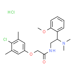 ChemSpider 2D Image | 2-(4-Chloro-3,5-dimethylphenoxy)-N-[2-(dimethylamino)-2-(2-methoxyphenyl)ethyl]acetamide hydrochloride (1:1) | C21H28Cl2N2O3