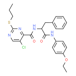 ChemSpider 2D Image | Nalpha-{[5-Chloro-2-(propylsulfanyl)-4-pyrimidinyl]carbonyl}-N-(4-ethoxyphenyl)phenylalaninamide | C25H27ClN4O3S