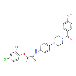 ChemSpider 2D Image | 2-(2,4-Dichlorophenoxy)-N-{4-[4-(4-methoxybenzoyl)-1-piperazinyl]phenyl}propanamide | C27H27Cl2N3O4