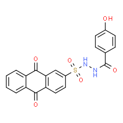 ChemSpider 2D Image | N'-[(9,10-Dioxo-9,10-dihydro-2-anthracenyl)sulfonyl]-4-hydroxybenzohydrazide | C21H14N2O6S