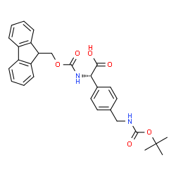 ChemSpider 2D Image | (2S)-{[(9H-Fluoren-9-ylmethoxy)carbonyl]amino}{4-[({[(2-methyl-2-propanyl)oxy]carbonyl}amino)methyl]phenyl}acetic acid | C29H30N2O6