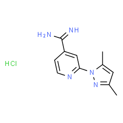 ChemSpider 2D Image | 2-(3,5-Dimethyl-1H-pyrazol-1-yl)-4-pyridinecarboximidamide hydrochloride (1:1) | C11H14ClN5