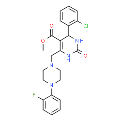 ChemSpider 2D Image | Methyl 4-(2-chlorophenyl)-6-{[4-(2-fluorophenyl)-1-piperazinyl]methyl}-2-oxo-1,2,3,4-tetrahydro-5-pyrimidinecarboxylate | C23H24ClFN4O3