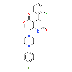 ChemSpider 2D Image | Methyl 4-(2-chlorophenyl)-6-{[4-(4-fluorophenyl)-1-piperazinyl]methyl}-2-oxo-1,2,3,4-tetrahydro-5-pyrimidinecarboxylate | C23H24ClFN4O3