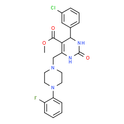 ChemSpider 2D Image | Methyl 4-(3-chlorophenyl)-6-{[4-(2-fluorophenyl)-1-piperazinyl]methyl}-2-oxo-1,2,3,4-tetrahydro-5-pyrimidinecarboxylate | C23H24ClFN4O3