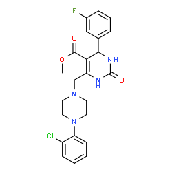 ChemSpider 2D Image | Methyl 6-{[4-(2-chlorophenyl)-1-piperazinyl]methyl}-4-(3-fluorophenyl)-2-oxo-1,2,3,4-tetrahydro-5-pyrimidinecarboxylate | C23H24ClFN4O3