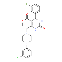 ChemSpider 2D Image | Methyl 6-{[4-(3-chlorophenyl)-1-piperazinyl]methyl}-4-(3-fluorophenyl)-2-oxo-1,2,3,4-tetrahydro-5-pyrimidinecarboxylate | C23H24ClFN4O3