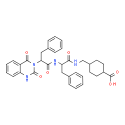 ChemSpider 2D Image | 4-[({N-[2-(2,4-Dioxo-1,4-dihydro-3(2H)-quinazolinyl)-3-phenylpropanoyl]phenylalanyl}amino)methyl]cyclohexanecarboxylic acid | C34H36N4O6