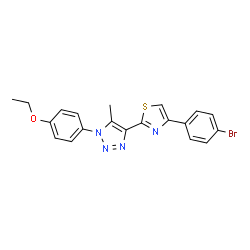 ChemSpider 2D Image | 4-[4-(4-Bromophenyl)-1,3-thiazol-2-yl]-1-(4-ethoxyphenyl)-5-methyl-1H-1,2,3-triazole | C20H17BrN4OS
