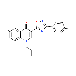 ChemSpider 2D Image | 3-[3-(4-Chlorophenyl)-1,2,4-oxadiazol-5-yl]-6-fluoro-1-propyl-4(1H)-quinolinone | C20H15ClFN3O2