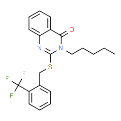 ChemSpider 2D Image | 3-Pentyl-2-{[2-(trifluoromethyl)benzyl]sulfanyl}-4(3H)-quinazolinone | C21H21F3N2OS