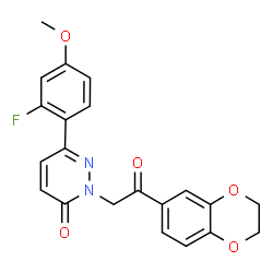 ChemSpider 2D Image | 2-[2-(2,3-Dihydro-1,4-benzodioxin-6-yl)-2-oxoethyl]-6-(2-fluoro-4-methoxyphenyl)-3(2H)-pyridazinone | C21H17FN2O5