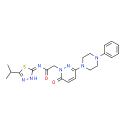 ChemSpider 2D Image | N-(5-Isopropyl-1,3,4-thiadiazol-2-yl)-2-[6-oxo-3-(4-phenyl-1-piperazinyl)-1(6H)-pyridazinyl]acetamide | C21H25N7O2S