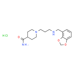 ChemSpider 2D Image | 1-{3-[(1,3-Benzodioxol-4-ylmethyl)amino]propyl}-4-piperidinecarboxamide hydrochloride (1:1) | C17H26ClN3O3