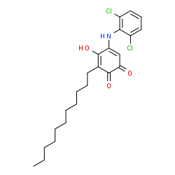 ChemSpider 2D Image | 5-[(2,6-Dichlorophenyl)amino]-4-hydroxy-3-undecyl-1,2-benzoquinone | C23H29Cl2NO3