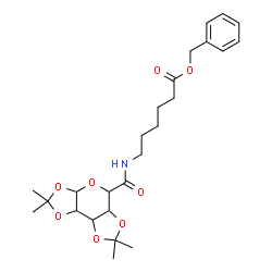 ChemSpider 2D Image | Benzyl 6-{[(2,2,7,7-tetramethyltetrahydro-3aH-bis[1,3]dioxolo[4,5-b:4',5'-d]pyran-5-yl)carbonyl]amino}hexanoate | C25H35NO8