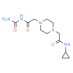 ChemSpider 2D Image | 2-{4-[2-(Carbamoylamino)-2-oxoethyl]-1-piperazinyl}-N-cyclopropylacetamide | C12H21N5O3