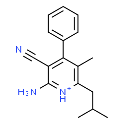 ChemSpider 2D Image | 2-Amino-3-cyano-6-isobutyl-5-methyl-4-phenylpyridinium | C17H20N3