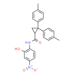 ChemSpider 2D Image | N-(2-Hydroxy-4-nitrophenyl)-2,2-bis(4-methylphenyl)cyclopropanecarboxamide | C24H22N2O4