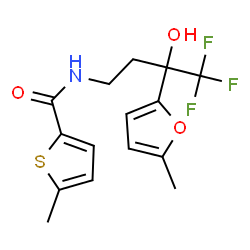 ChemSpider 2D Image | 5-Methyl-N-[4,4,4-trifluoro-3-hydroxy-3-(5-methyl-2-furyl)butyl]-2-thiophenecarboxamide | C15H16F3NO3S