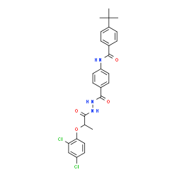 ChemSpider 2D Image | N-[4-({2-[2-(2,4-Dichlorophenoxy)propanoyl]hydrazino}carbonyl)phenyl]-4-(2-methyl-2-propanyl)benzamide | C27H27Cl2N3O4