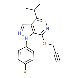 ChemSpider 2D Image | 1-(4-Fluorophenyl)-4-isopropyl-7-(2-propyn-1-ylsulfanyl)-1H-pyrazolo[3,4-d]pyridazine | C17H15FN4S
