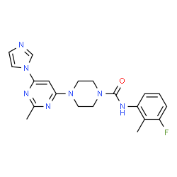 ChemSpider 2D Image | N-(3-Fluoro-2-methylphenyl)-4-[6-(1H-imidazol-1-yl)-2-methyl-4-pyrimidinyl]-1-piperazinecarboxamide | C20H22FN7O