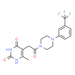 ChemSpider 2D Image | 6-Methyl-5-(2-oxo-2-{4-[3-(trifluoromethyl)phenyl]-1-piperazinyl}ethyl)-2,4(1H,3H)-pyrimidinedione | C18H19F3N4O3