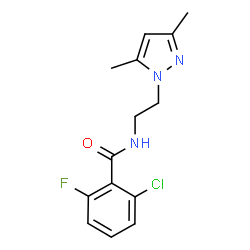 ChemSpider 2D Image | 2-Chloro-N-[2-(3,5-dimethyl-1H-pyrazol-1-yl)ethyl]-6-fluorobenzamide | C14H15ClFN3O