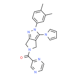 ChemSpider 2D Image | [2-(3,4-Dimethylphenyl)-3-(1H-pyrrol-1-yl)-2,6-dihydropyrrolo[3,4-c]pyrazol-5(4H)-yl](2-pyrazinyl)methanone | C22H20N6O