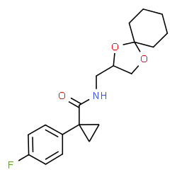 ChemSpider 2D Image | N-(1,4-Dioxaspiro[4.5]dec-2-ylmethyl)-1-(4-fluorophenyl)cyclopropanecarboxamide | C19H24FNO3
